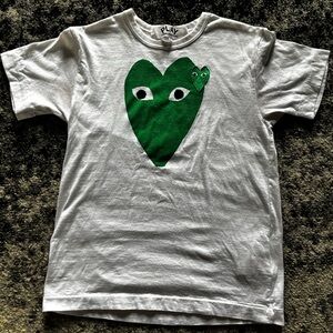 Comme des Garcons Kids White Tee with Green Heart Motif